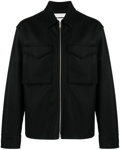 Jil Sander Zip-fastening Wool Jacket - Black