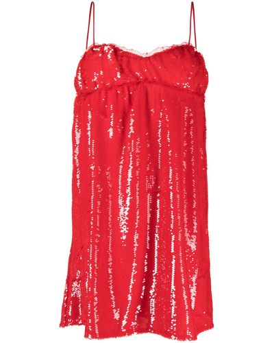 Ganni Sequinned Sleeveless Minidress - Red