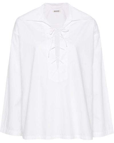 Bode Bonnie Lace-Up Cotton Shirt - White