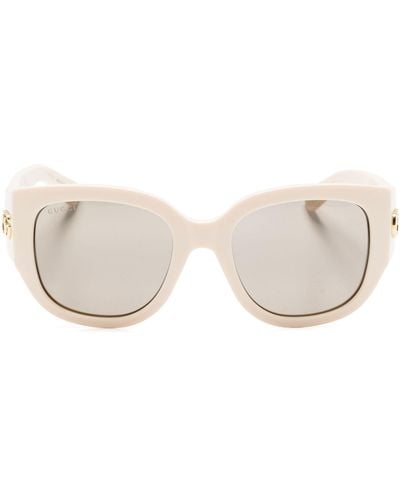Gucci Neutral Double G Square-frame Sunglasses - Natural