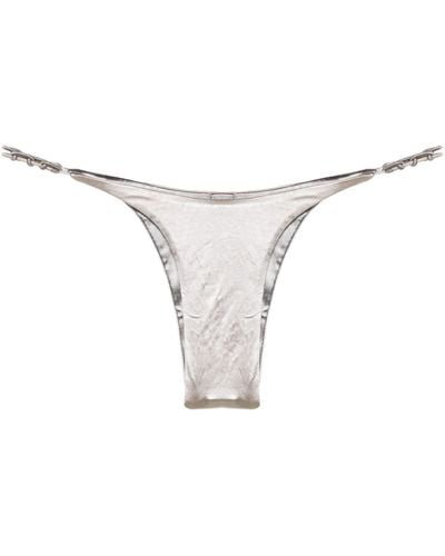 Isa Boulder Silver-tone Satin-finish Bikini Top - White