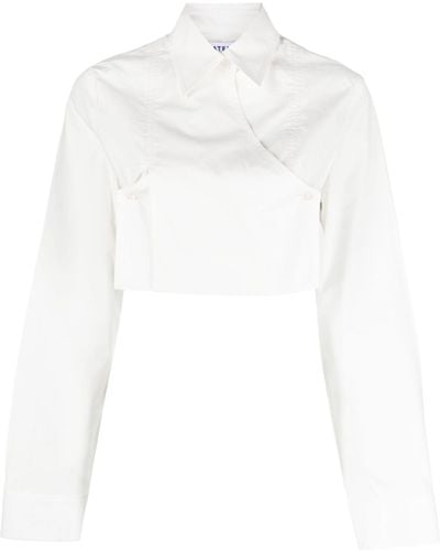 Matériel Cropped Double-breasted Shirt - White