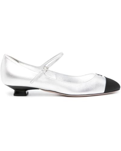 Miu Miu Tone Lola 25mm Leather Pumps - White