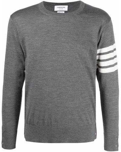 Thom Browne 4-Bar Wool Crewneck Sweater - Gray