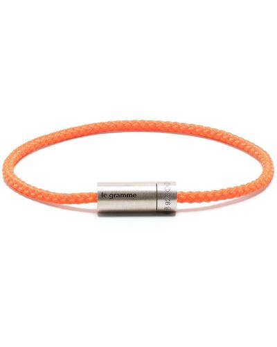 Le Gramme Sterling Silver Le 7g Brushed Nato Cable Bracelet - Orange
