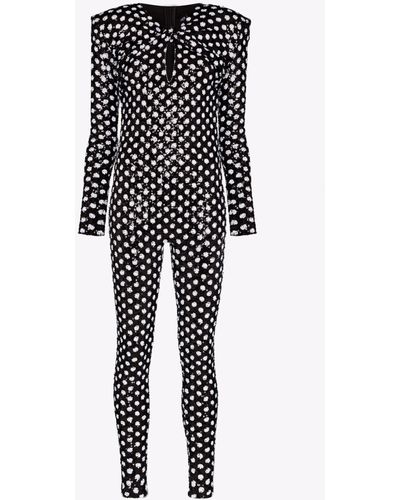 Quinn Sequinned Polka Dot Jumpsuit - Women's - Polyester/spandex/elastane - Black