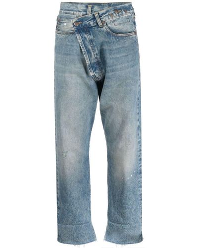 R13 Crossover Cropped Jeans - Blue