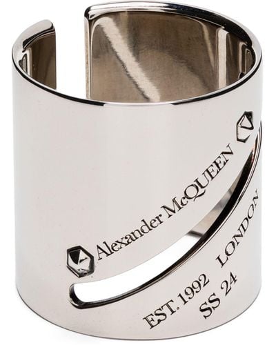 Alexander McQueen -tone Identity Tag Logo-engraved Ring - Metallic