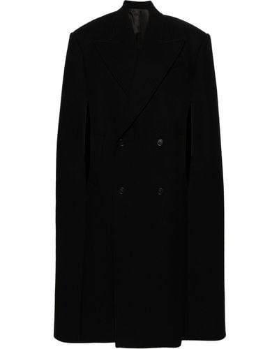 Wardrobe NYC Double Breasted Wool Cape - Black