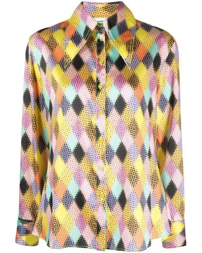 Christopher John Rogers Multicolor Graphic Print Shirt - Women's - Polyester - Yellow