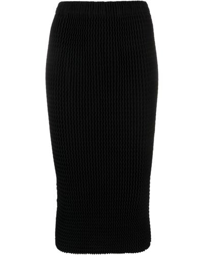 Issey Miyake Spongy Plissé Pencil Skirt - Women's - Cotton/polyester - Black