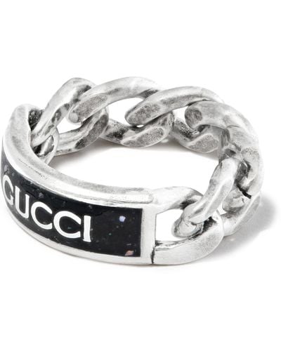 Gucci Sterling Chain Logo Ring - White