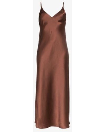 JOSEPH Clea Silk Slip Midi Dress - Brown