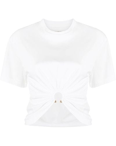 Rabanne Gathered Cotton T-shirt - White