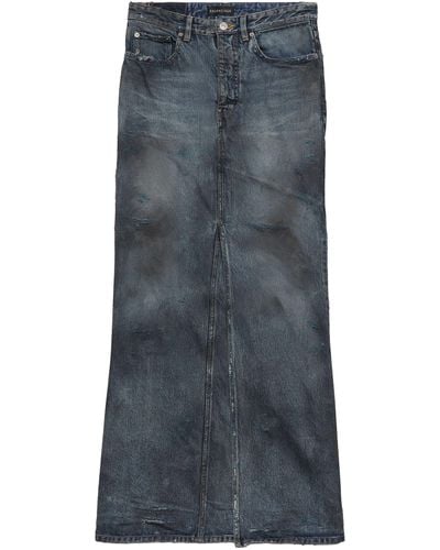 Balenciaga Denim Long Skirt - Blue