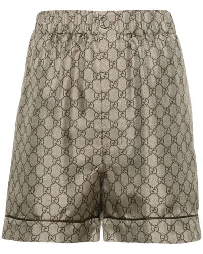 Gucci Neutral gg Supreme Silk Shorts - Women's - Silk/acetate/cotton - Grey