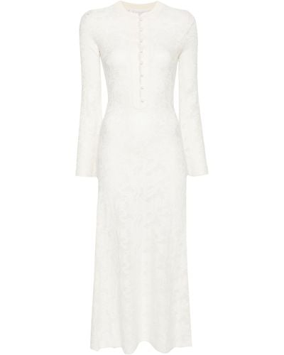 Chloé White Pointelle Knit Midi Dress - Women's - Wool/silk