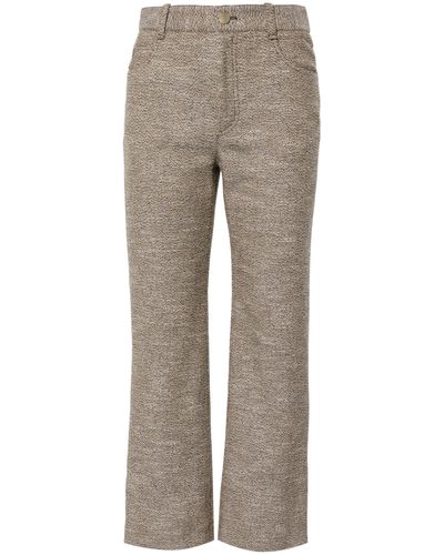 Chloé Brown Tweed Bootcut Cropped Trousers - Grey