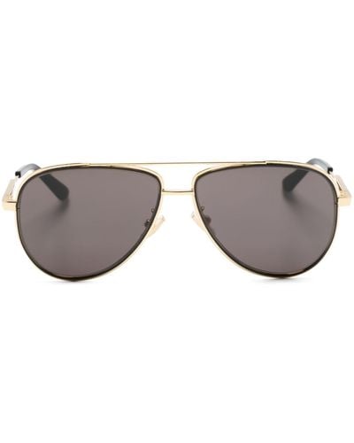Bottega Veneta Gold-tone Pilot-frame Sunglasses - Gray