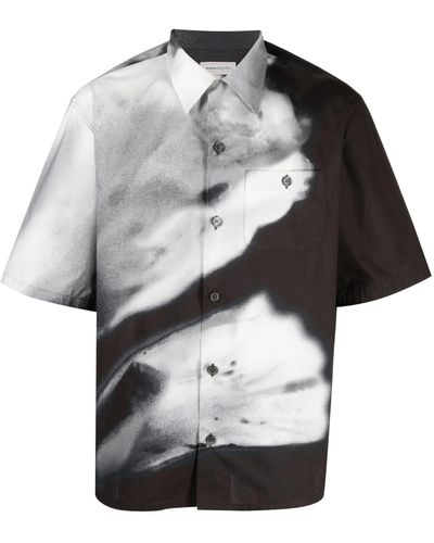 Alexander McQueen Solarised Flower Short-sleeved Shirt - Gray