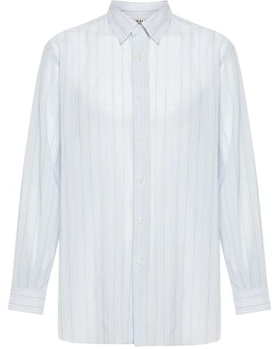 AURALEE Striped Cotton Shirt - White