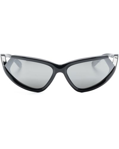 Balenciaga Side Xpand Mirror Oval-frame Sunglasses - Gray