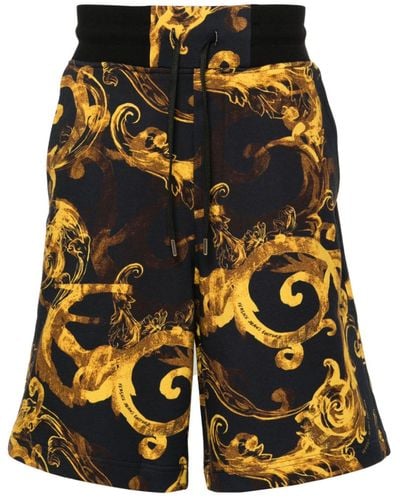 Versace Jeans Couture Barocco-Print Cotton Track Shorts - Black