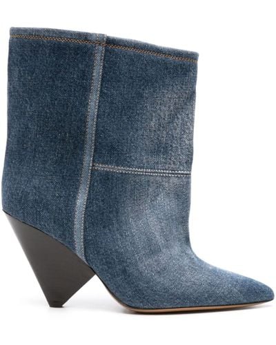 Isabel Marant Miyako 90mm Denim Boots - Blue