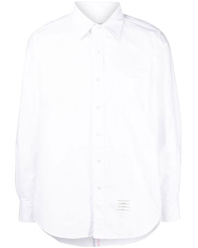 Thom Browne Logo-applique Cotton Shirt - White