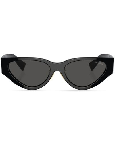 Miu Miu Logo-lettering Geometric Sunglasses - Black