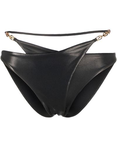 Versace Greca-detailed Layered Bikini Bottom - Black
