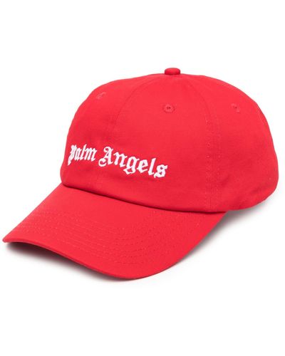 Palm Angels Embroide Logo Cotton Baseball Cap - Red