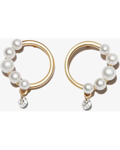 PERSÉE 18k Yellow Pearl Diamond Earrings - Natural