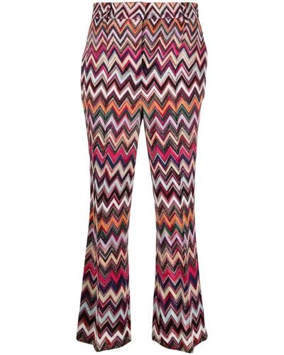 Missoni Multicolor Zigzag-pattern Lurex Pants - Women's - Cupro/polyester/viscose - Red