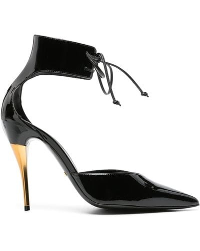 Gucci Lace-up Patent Leather Court Shoes - Black