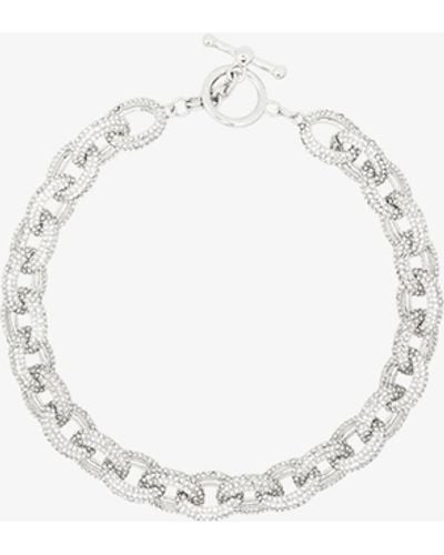 Kenneth Jay Lane Tone Crystal Oval Chain Link Necklace - Metallic