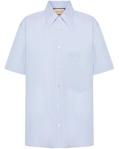 Gucci Logo-embroidered Cotton Shirt - Men's - Polyester/cotton - Blue