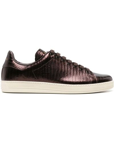 Tom Ford Warwick Crocodille-effect Trainers - Men's - Calf Leather/rubber/cotton - Brown