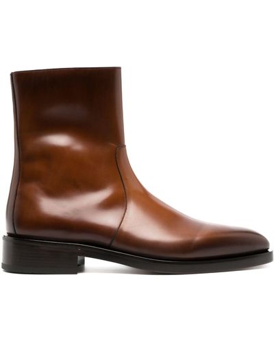 Ferragamo Gerald Leather Ankle Boots - Brown