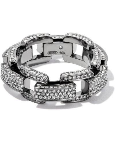 SHAY 18k Gold Deco Link Chain Diamond Ring - White