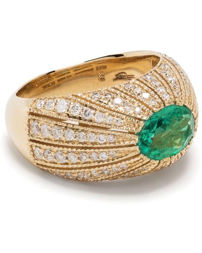 Jacquie Aiche 18k Yellow Diamond And Emerald Ring - Metallic