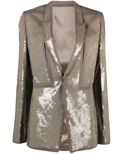 Rick Owens Sequin Single-breasted Blazer - Brown