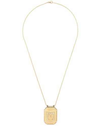 Marie Lichtenberg 18k Yellow M Scapular Pendant Necklace - Women's - Enamel/white Diamond/18kt Yellow