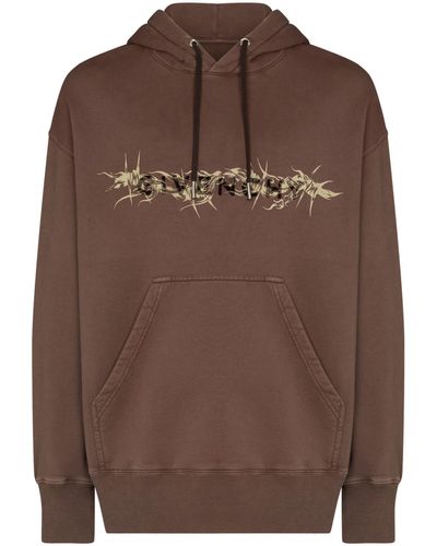 Givenchy Barbed Wire-print Hoodie - Men's - Cotton - Brown