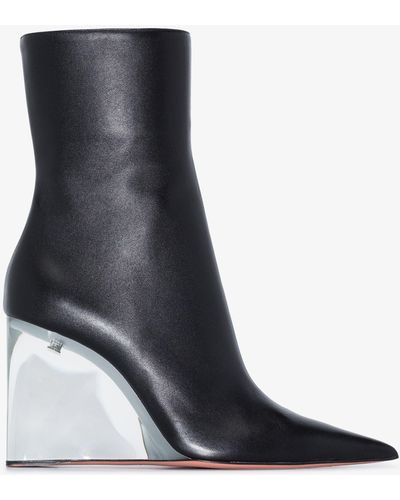 AMINA MUADDI Black Pernille 95 Leather Wedge Boots