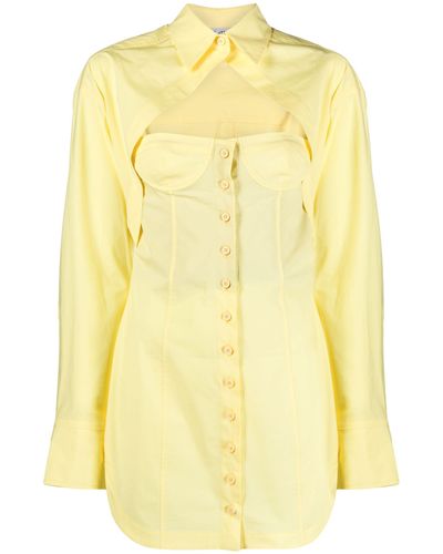 The Attico Layered Corset-style Minidress - Yellow