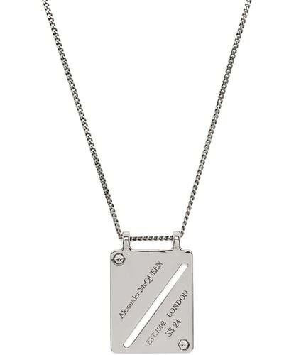 Alexander McQueen Identity Tag Pendant Necklace - White