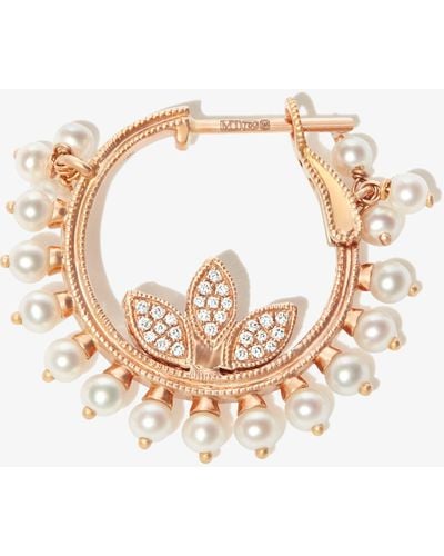 Maria Tash 18k Rose Gold Coronet Pearl Hoop Earring - Women's - 18kt Gold/pearl - White