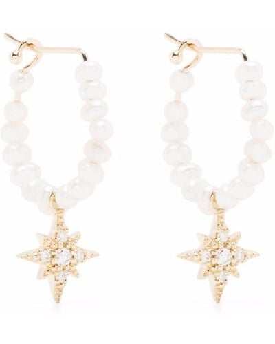 Mizuki 14k Yellow Sea Of Beauty Pearl And Diamond Hoop Earrings - White