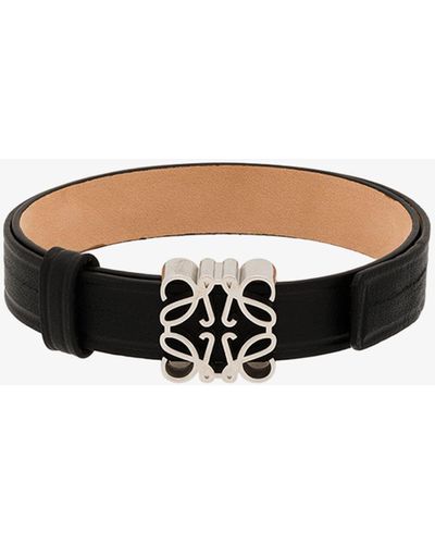 Loewe Anagram Leather Wrap Bracelet - Black